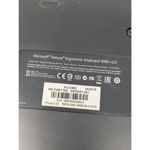 Microsoft Natural Ergonomic 4000 Wired 1048 Keyboard KU-0462 Tested Working - Picture 6 of 6
